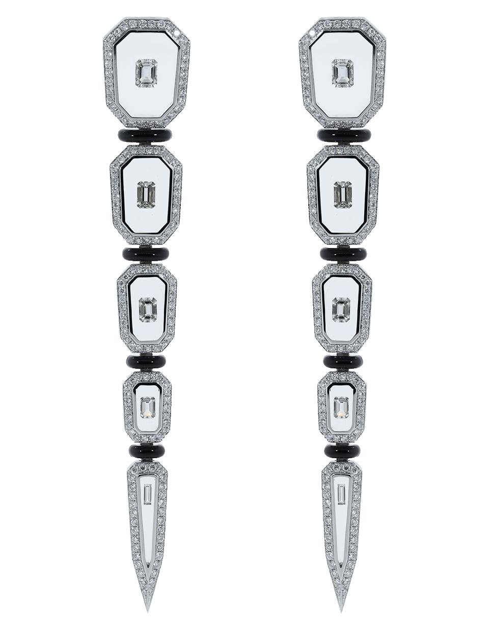 NIKOS KOULIS-Universe Diamond Drop Earrings-WHITE GOLD