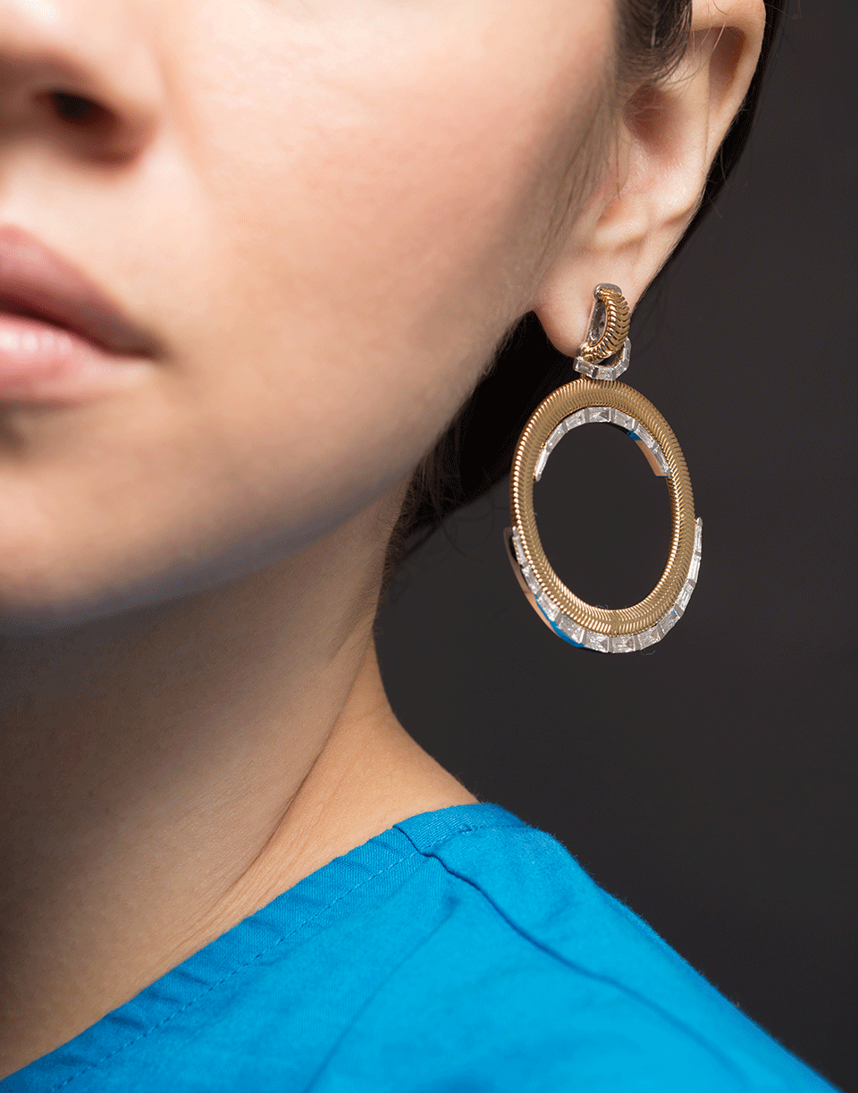 NIKOS KOULIS-Baguette Diamond Hoop Earrings-YELLOW GOLD