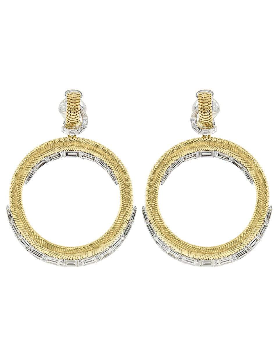 NIKOS KOULIS-Baguette Diamond Hoop Earrings-YELLOW GOLD