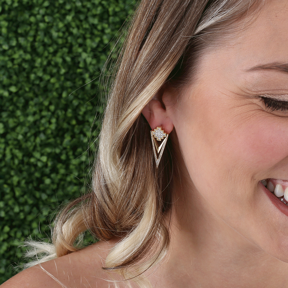 NIKOS KOULIS-Diamond V Earrings-YELLOW GOLD