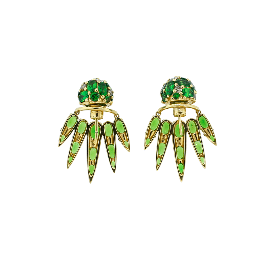 NIKOS KOULIS-Tsavorite And Cognac Diamond Spectrum Earrings-YELLOW GOLD