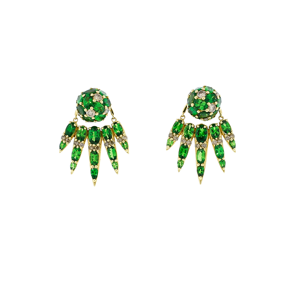NIKOS KOULIS-Tsavorite And Cognac Diamond Spectrum Earrings-YELLOW GOLD
