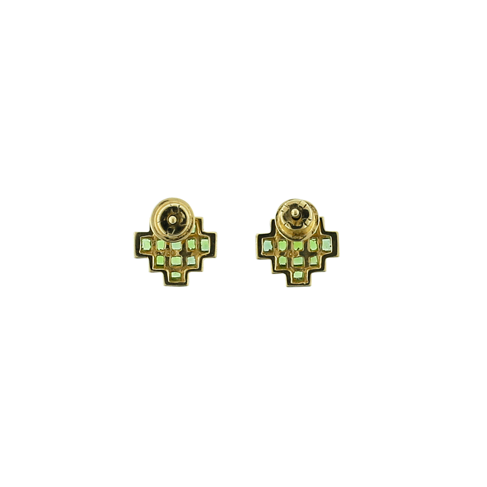 NIKOS KOULIS-V Tsavorite Earrings-YELLOW GOLD
