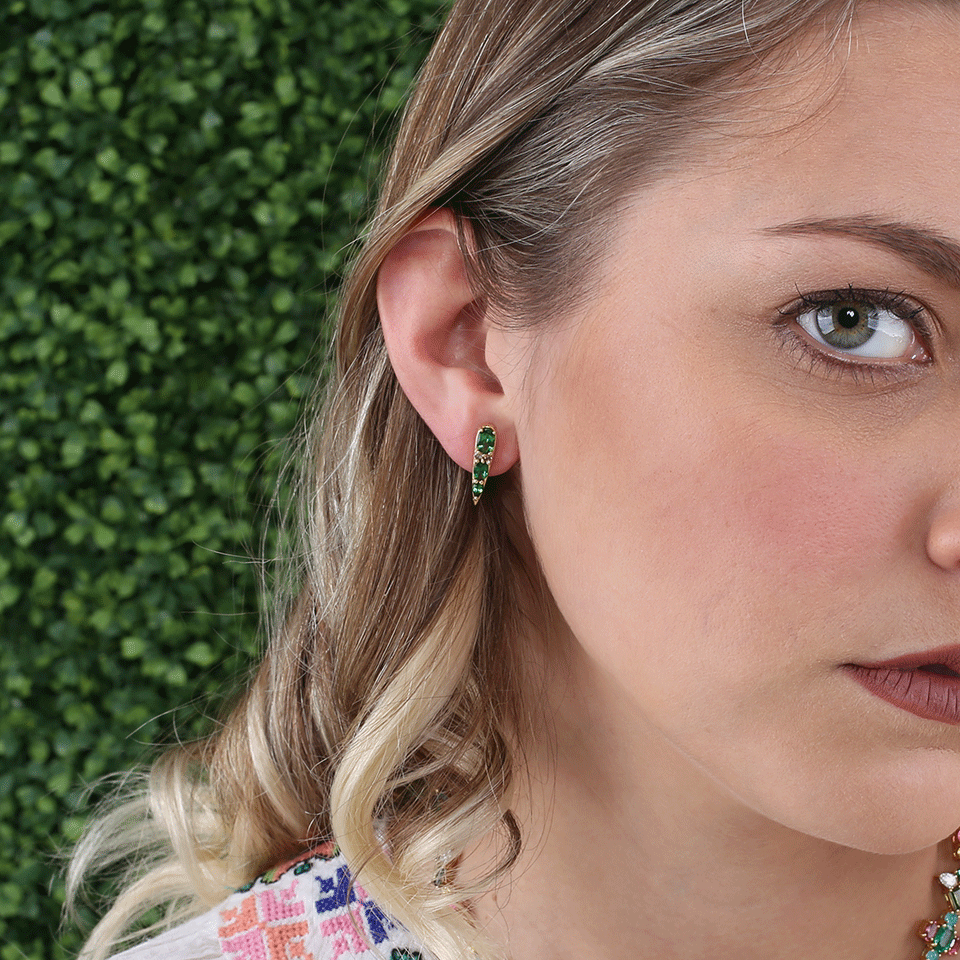 NIKOS KOULIS-Tsavorite And Cognac Diamond Spectrum Earrings-YWGOLD
