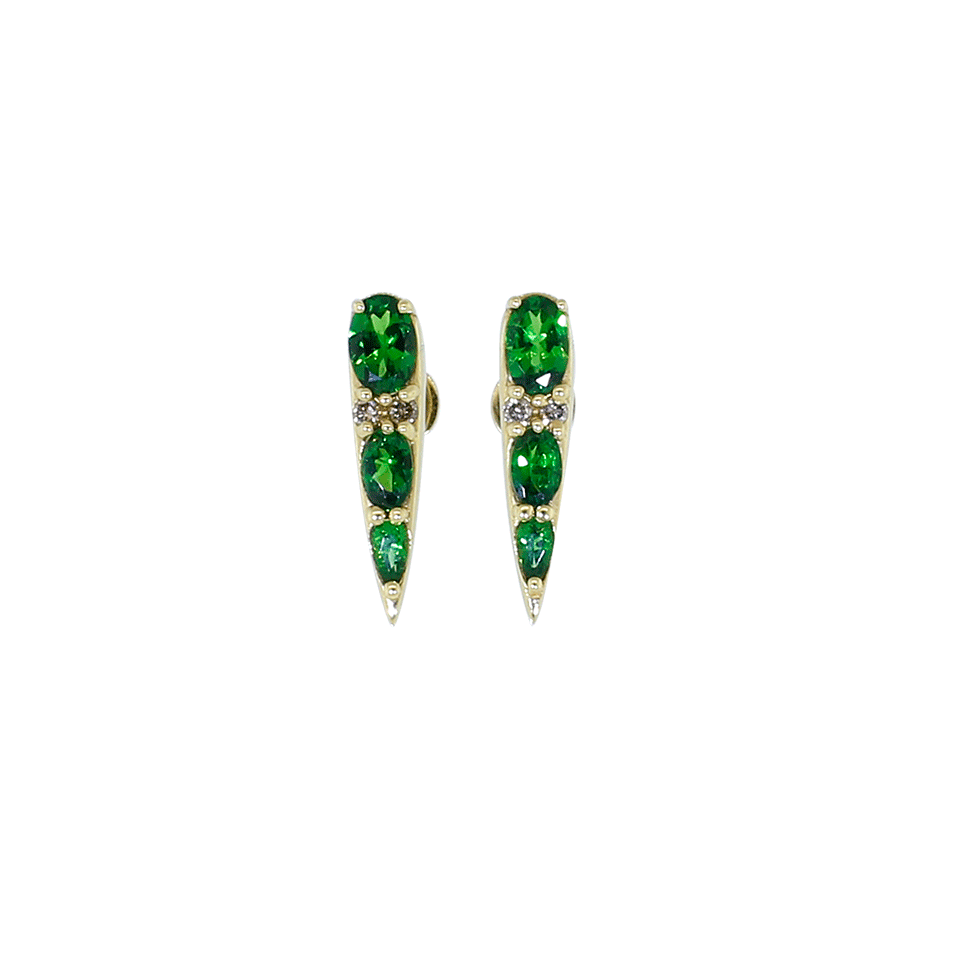 NIKOS KOULIS-Tsavorite And Cognac Diamond Spectrum Earrings-YWGOLD