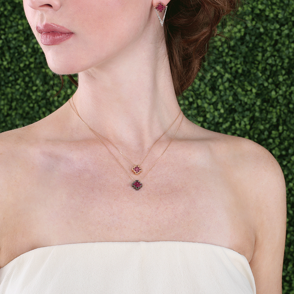 NIKOS KOULIS-Pink Tourmaline V Pendant Necklace-ROSE GOLD