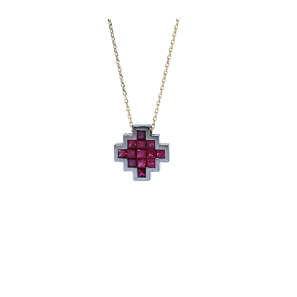 NIKOS KOULIS-Ruby V Pendant Necklace-ROSE GOLD