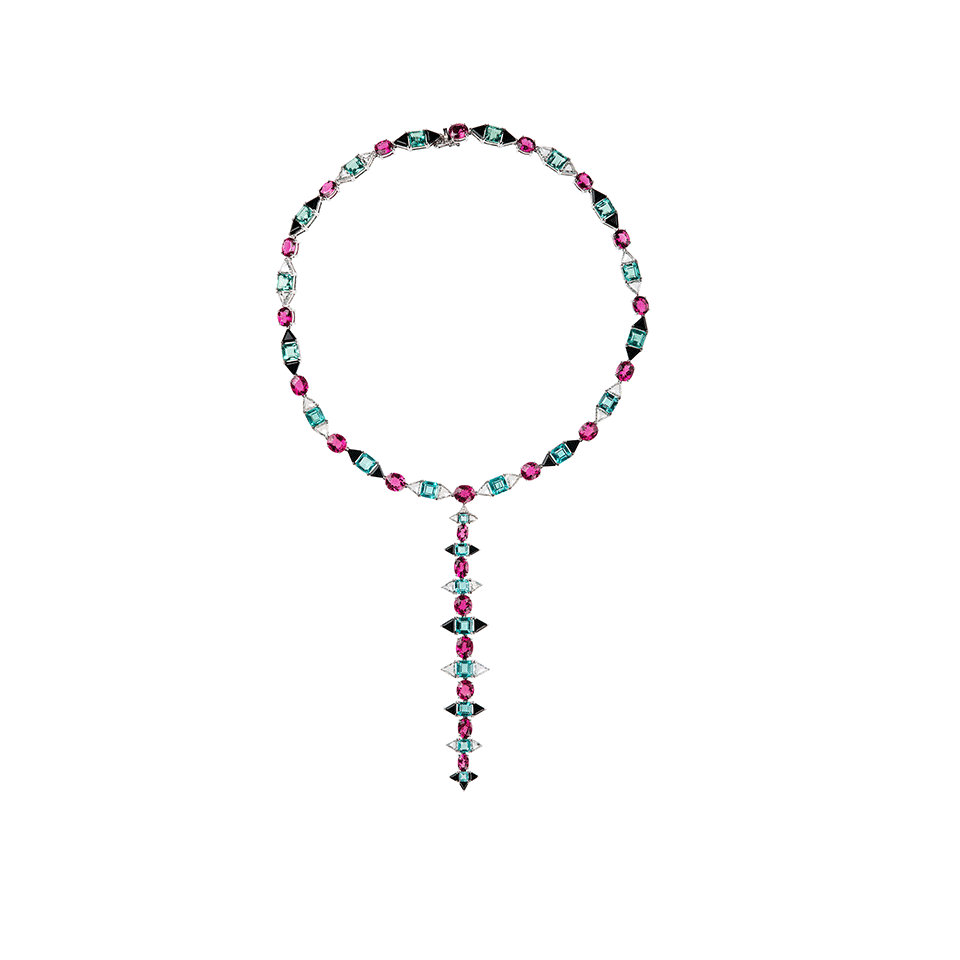NIKOS KOULIS-Eden Mix Gemstone Drop Necklace-WHITE GOLD