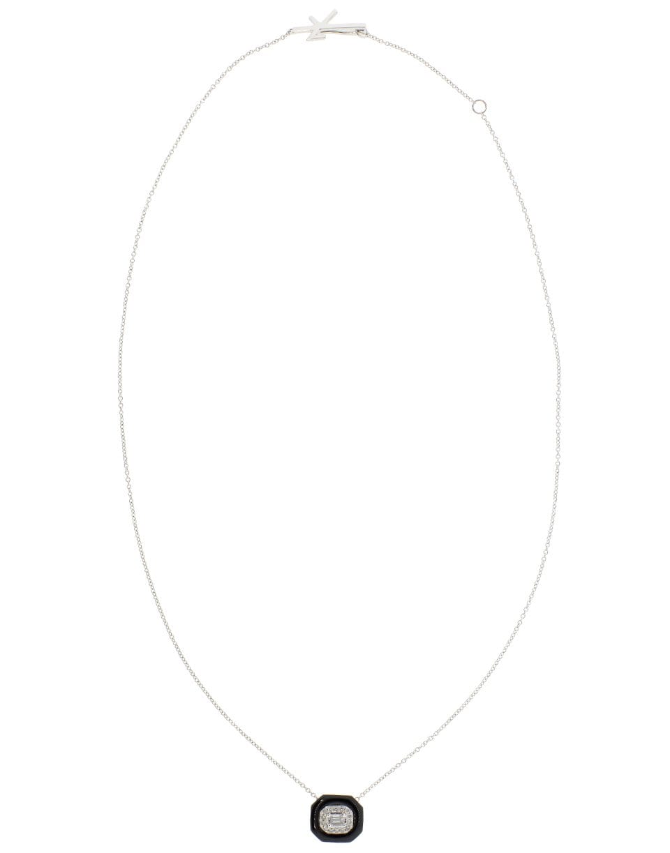 NIKOS KOULIS-Oui Diamond and Black Enamel Necklace-WHITE GOLD