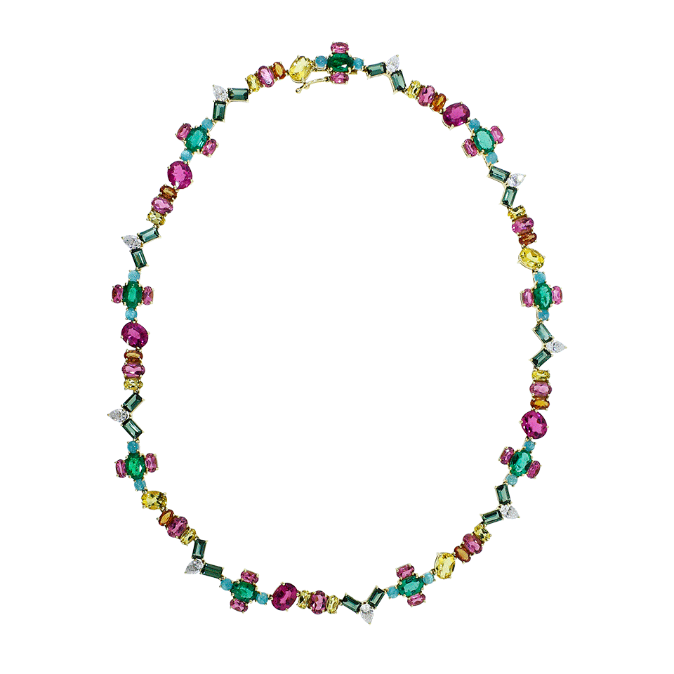 NIKOS KOULIS-Eden Mixed Gemstone Necklace-YELLOW GOLD