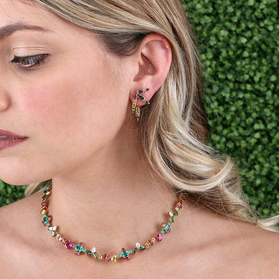 NIKOS KOULIS-Eden Mixed Gemstone Necklace-YELLOW GOLD