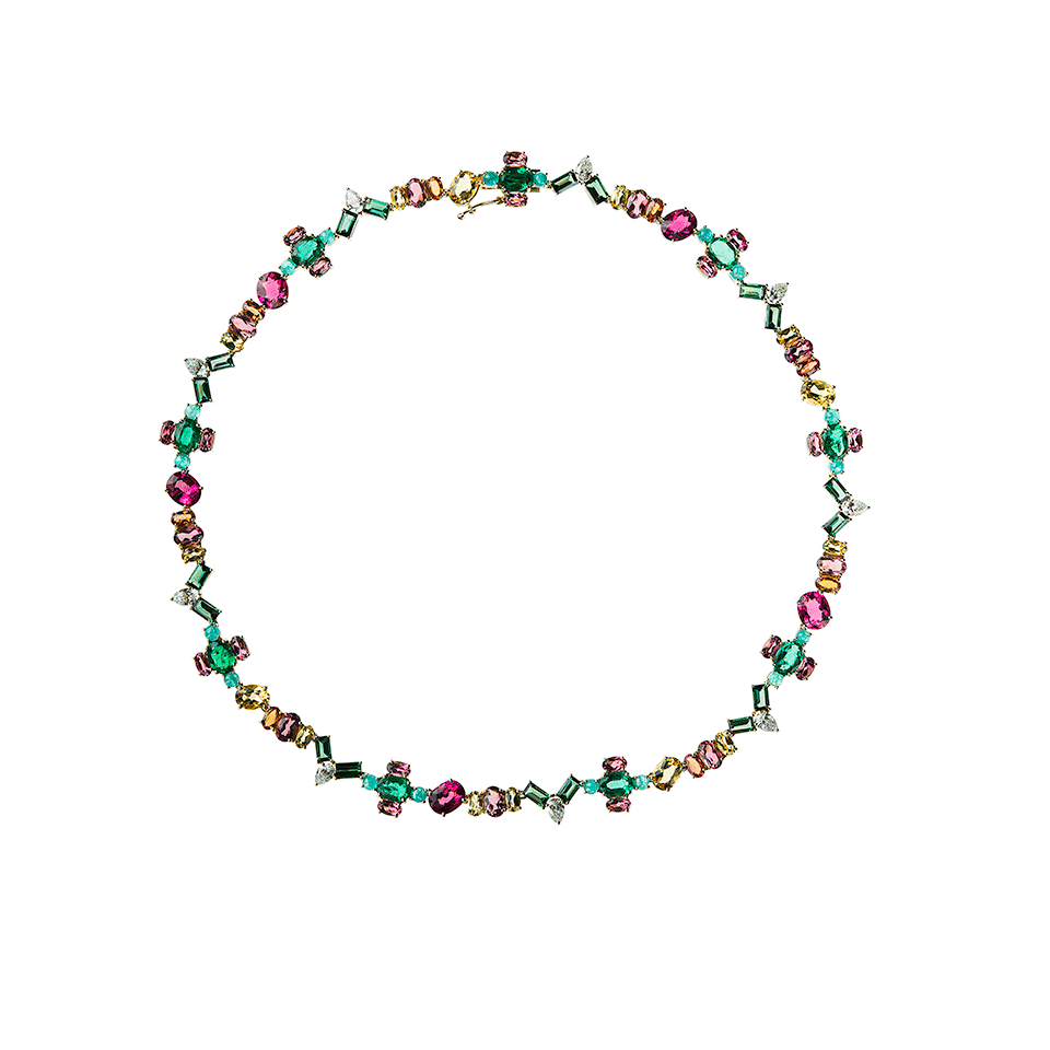 NIKOS KOULIS-Eden Mixed Gemstone Necklace-YELLOW GOLD