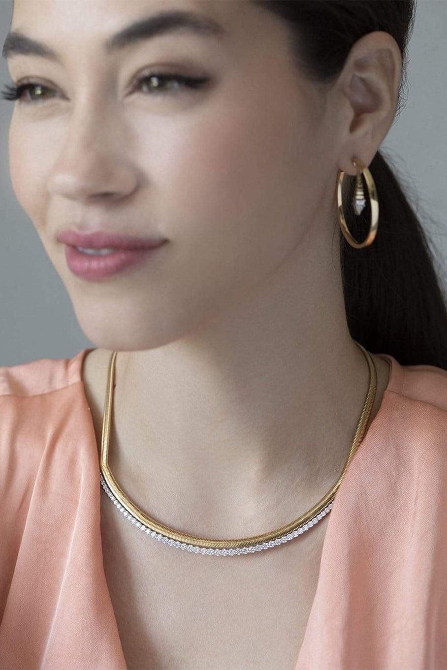 NIKOS KOULIS-Feelings Diamond Necklace-YELLOW GOLD