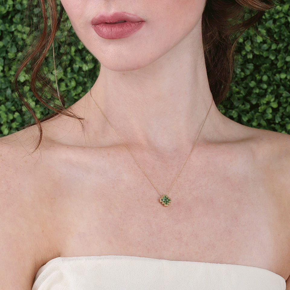 NIKOS KOULIS-Tsavorite V Pendant Necklace-YELLOW GOLD