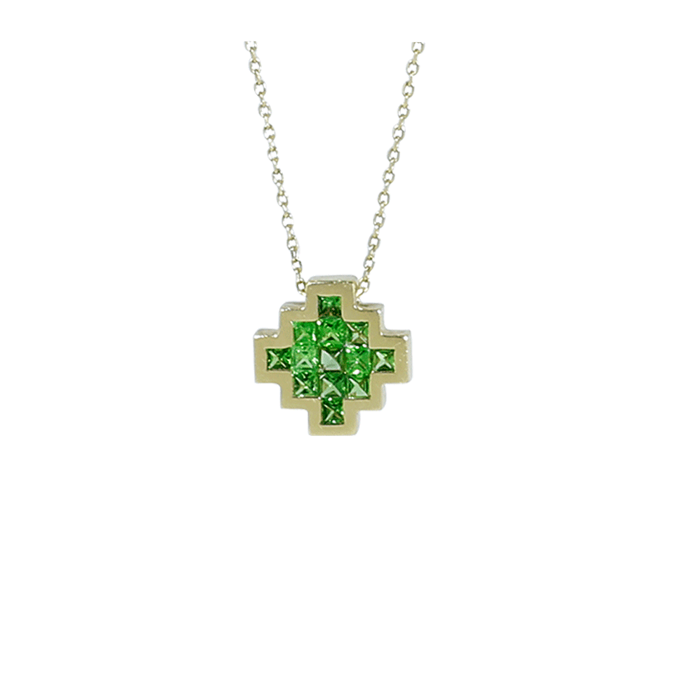 NIKOS KOULIS-Tsavorite V Pendant Necklace-YELLOW GOLD