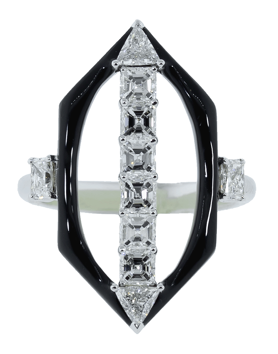 NIKOS KOULIS-Oui Diamond and Black Enamel Riing-WHITE GOLD