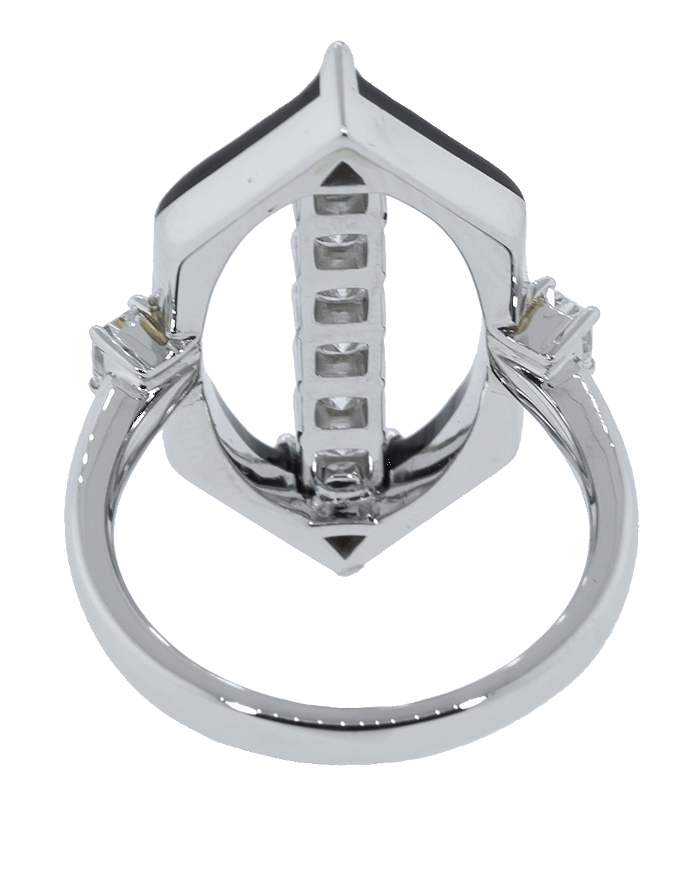 NIKOS KOULIS-Oui Diamond and Black Enamel Riing-WHITE GOLD