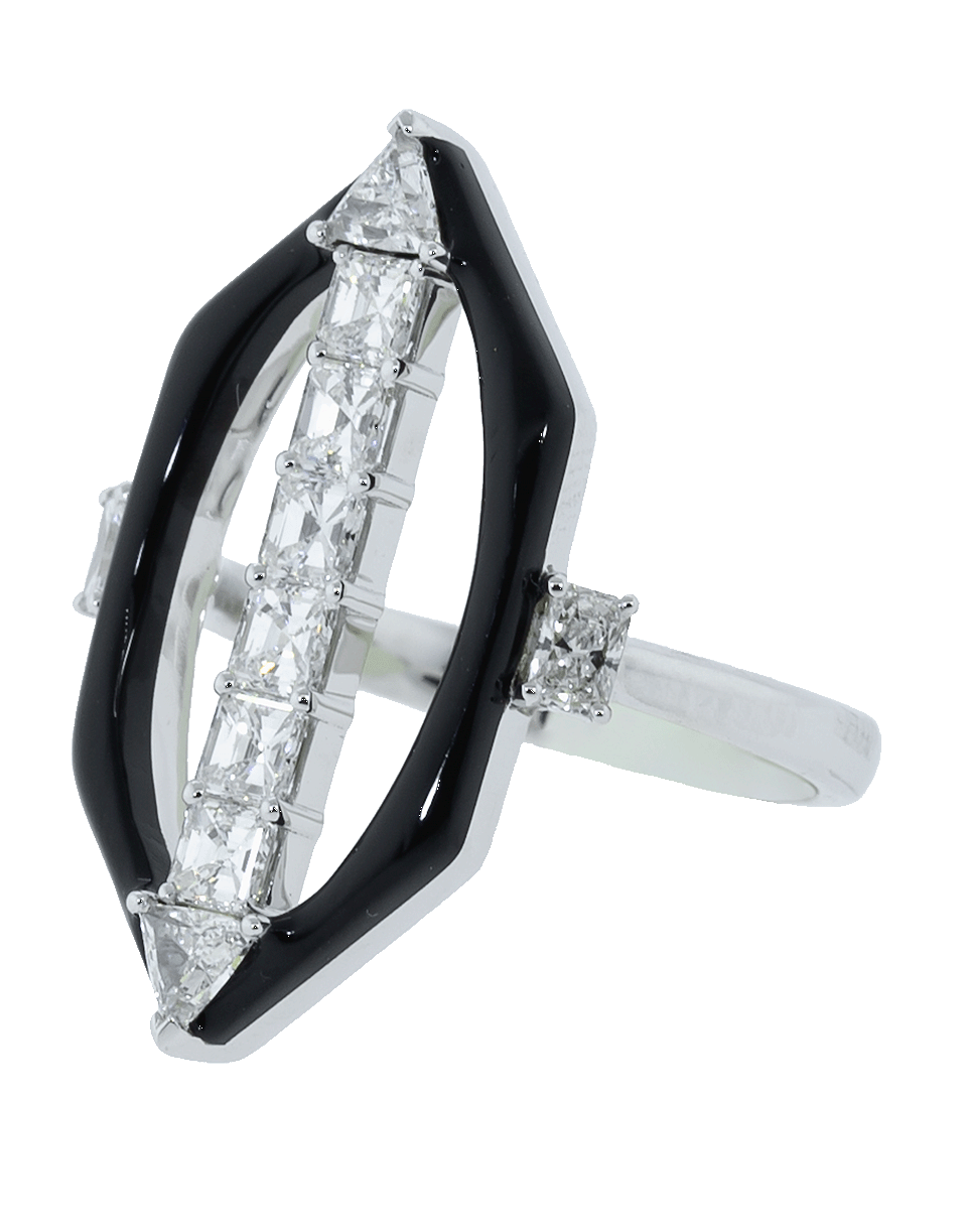 NIKOS KOULIS-Oui Diamond and Black Enamel Riing-WHITE GOLD