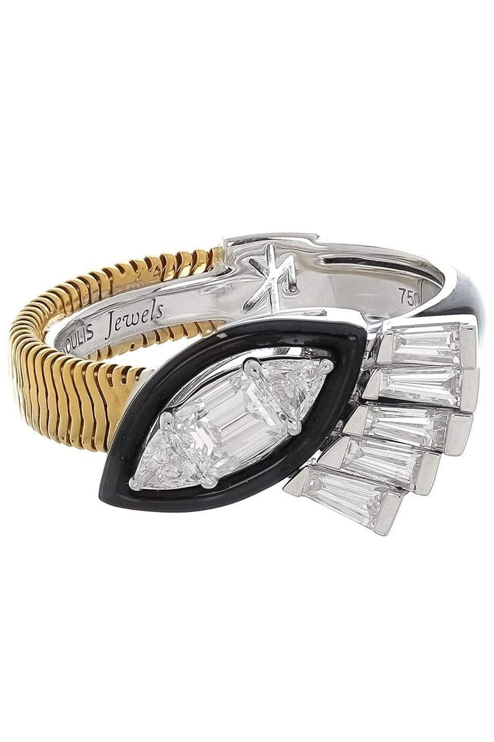 NIKOS KOULIS-Trillion Diamond Feelings Ring-YELLOW GOLD