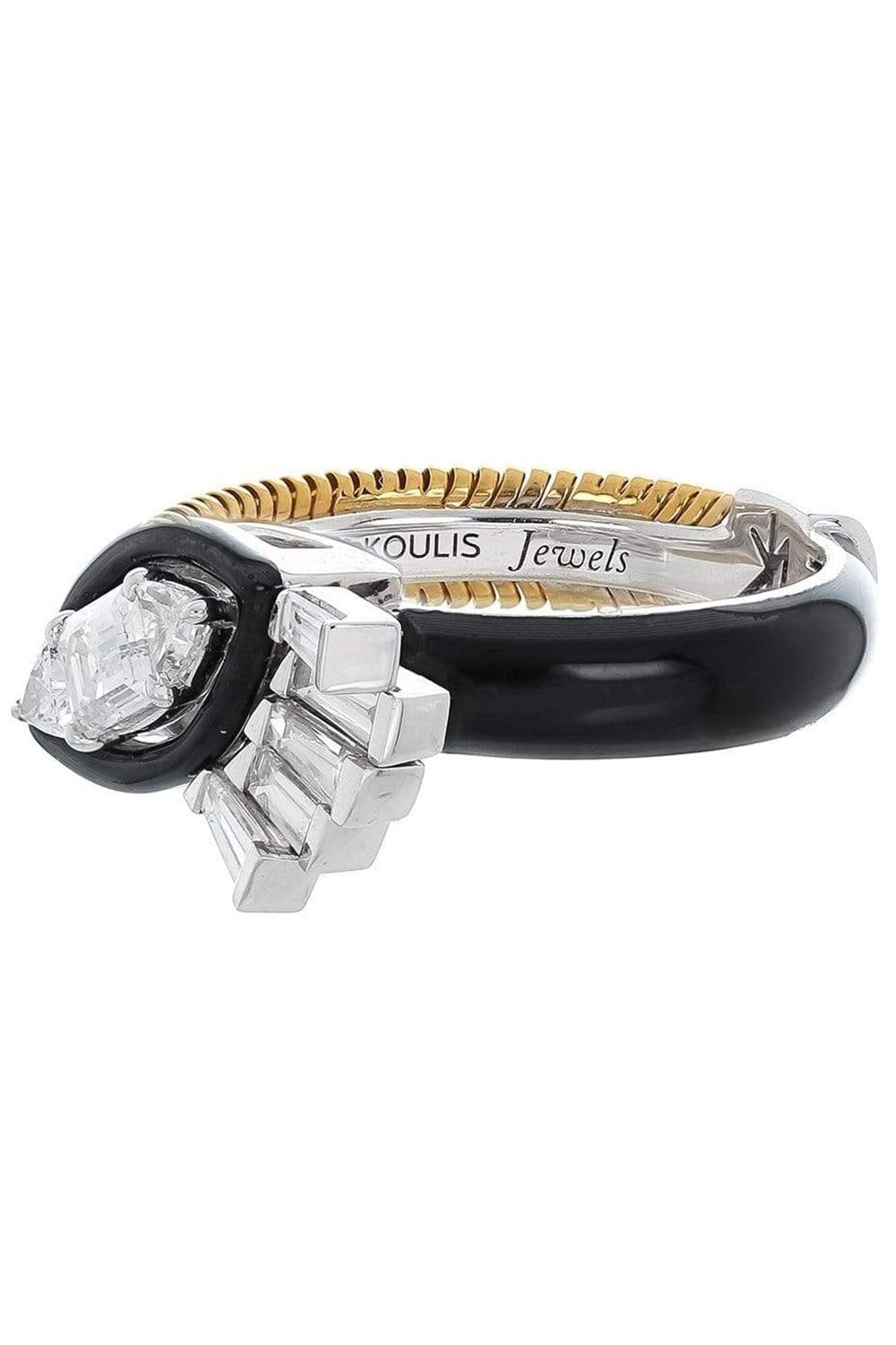 NIKOS KOULIS-Trillion Diamond Feelings Ring-YELLOW GOLD