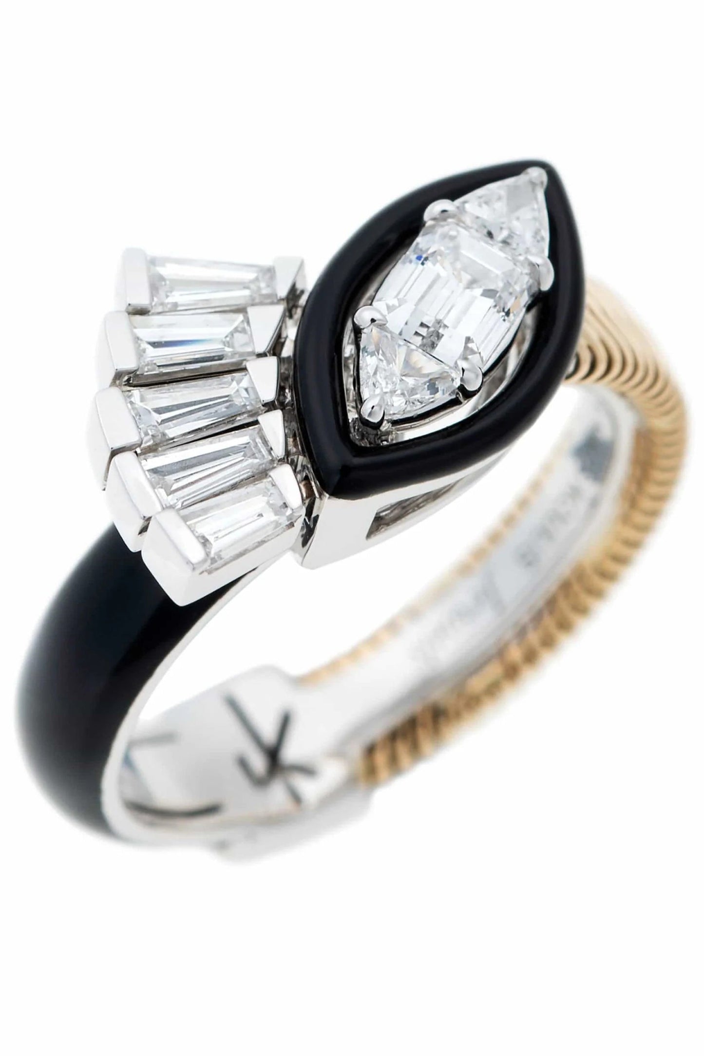 NIKOS KOULIS-Trillion Diamond Feelings Ring-YELLOW GOLD
