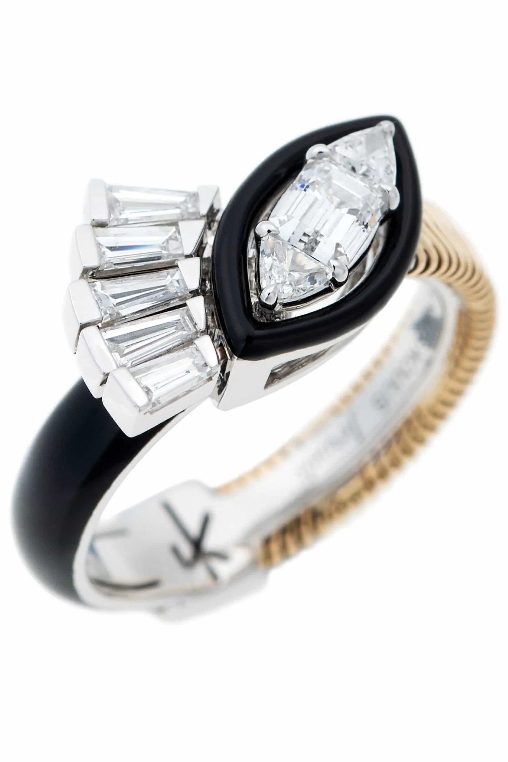 NIKOS KOULIS-Trillion Diamond Feelings Ring-YELLOW GOLD