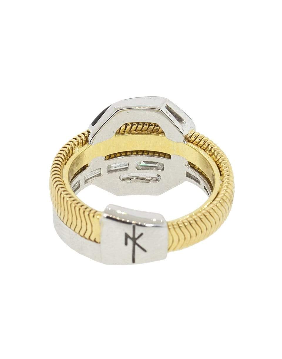 NIKOS KOULIS-Diamond and Black Enamel Ring-YELLOW GOLD