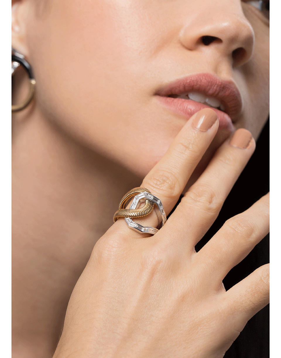 NIKOS KOULIS-Double Diamond Loop Ring-YELLOW GOLD