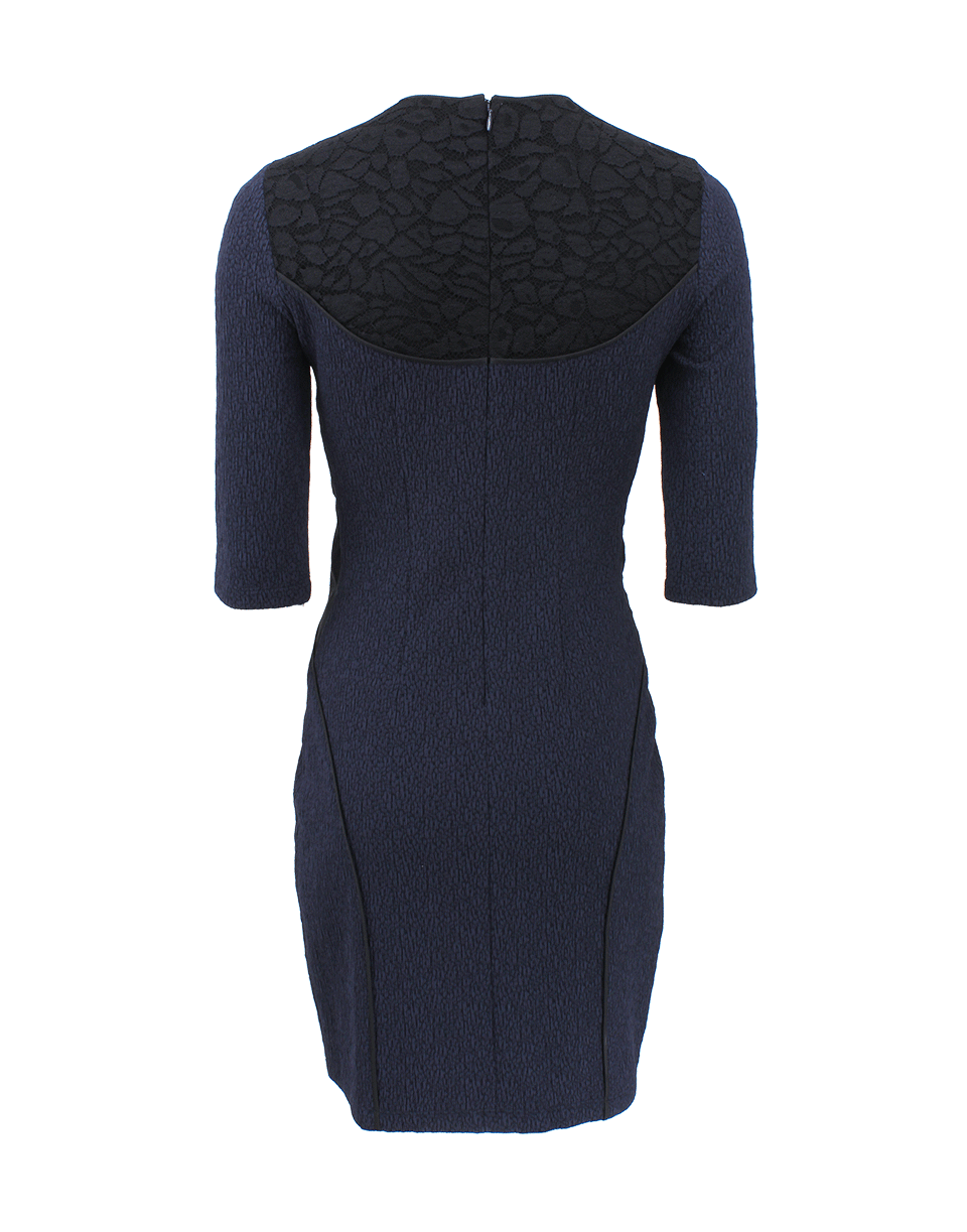 NINA RICCI-Three-Quarter Sleeve Crew Neck Dress-