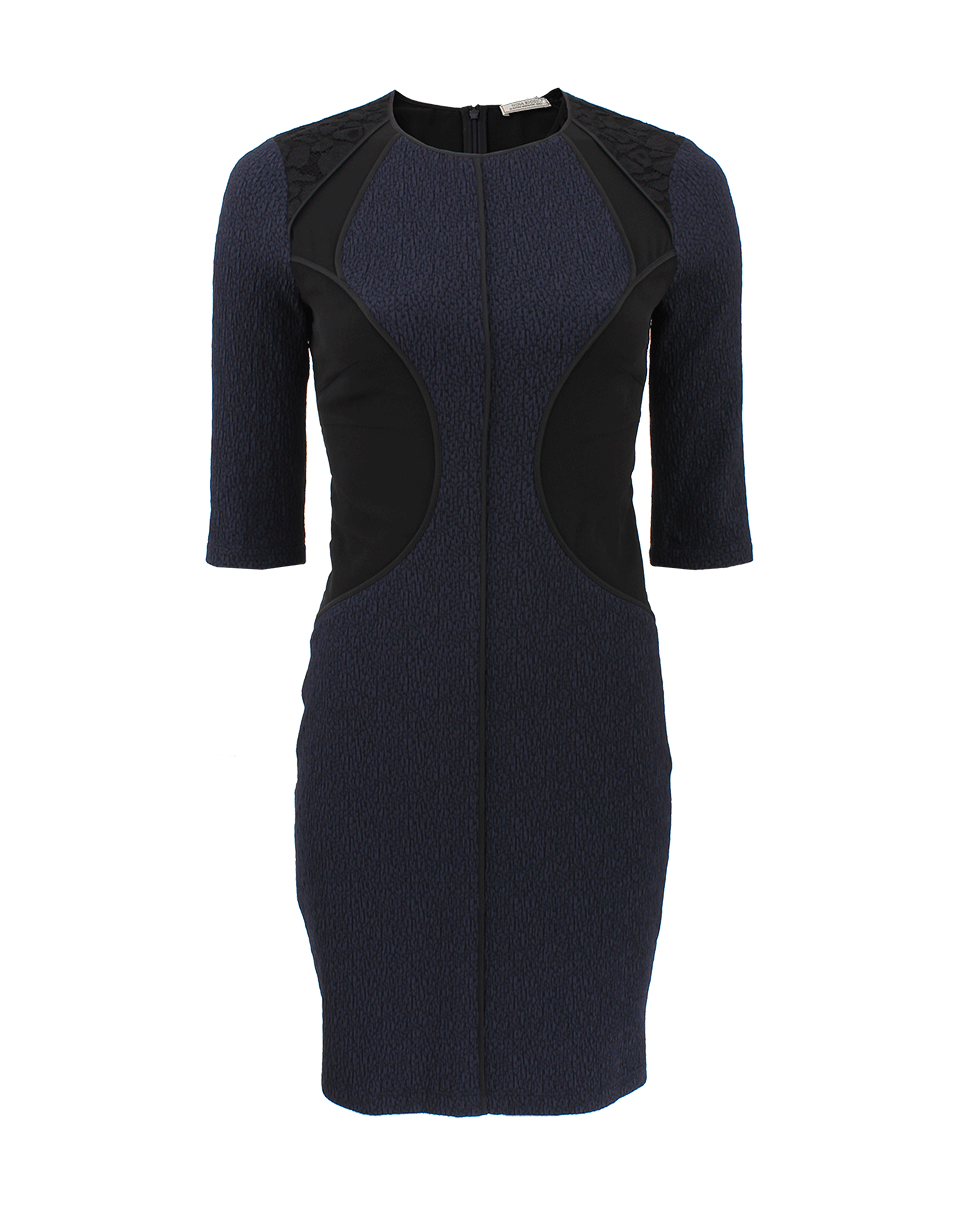 NINA RICCI-Three-Quarter Sleeve Crew Neck Dress-