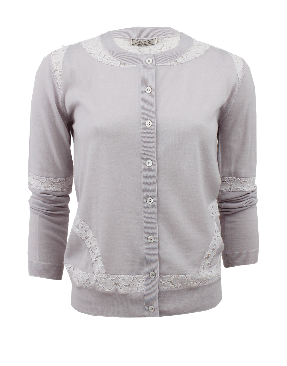 NINA RICCI-Button Lace Detail Cardigan-