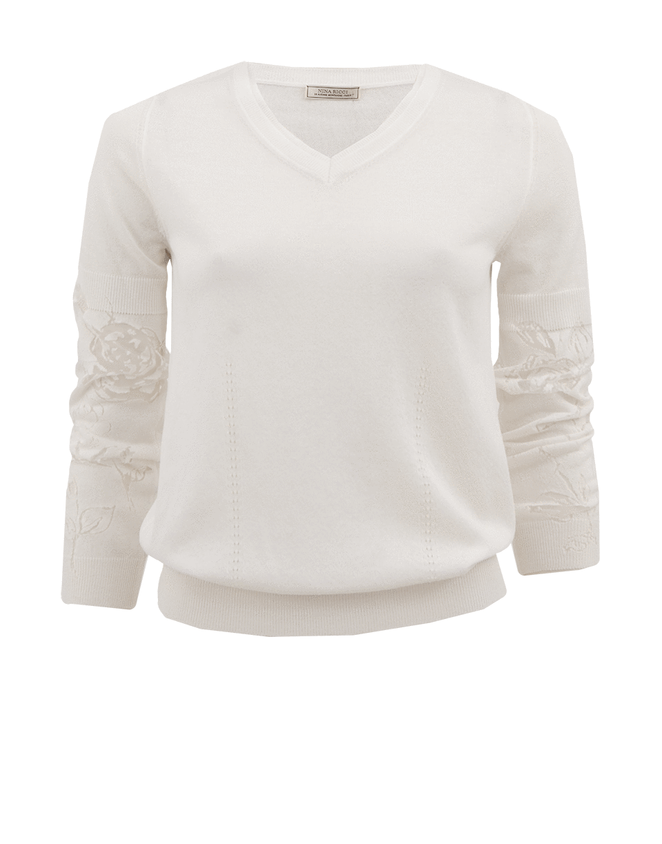 NINA RICCI-Burnout V-Neck Knit-