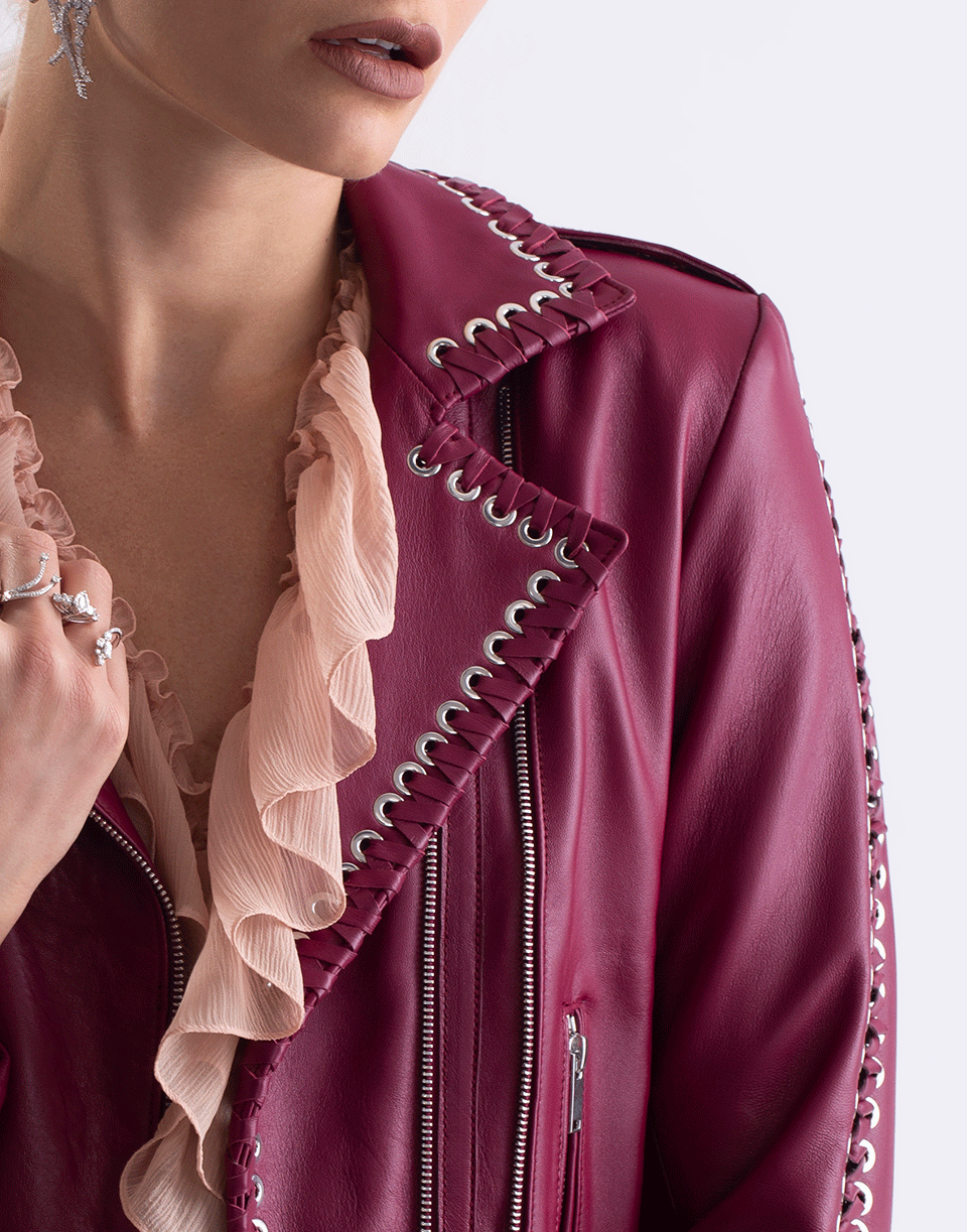 NOUR HAMMOUR-Whipstitch Vinyl Leather Jacket-