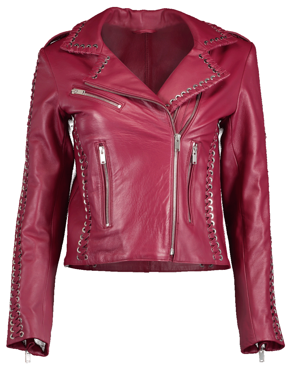 NOUR HAMMOUR-Whipstitch Vinyl Leather Jacket-