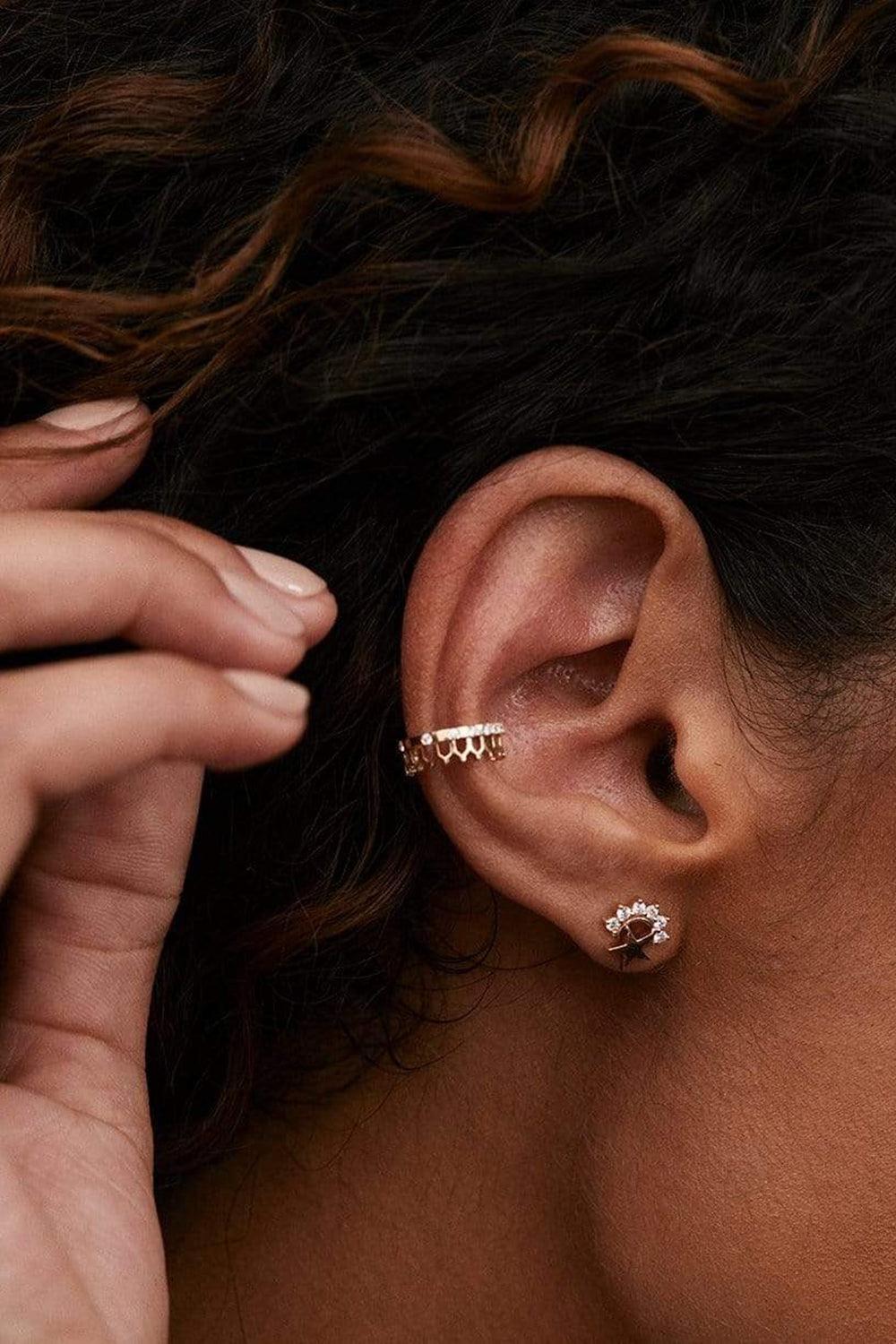 Simple Some Diamond Lace Ear Cuff-YELLOW GOLD-JEWELRYFINE JEWELEARRING-NOUVEL HERITAGE