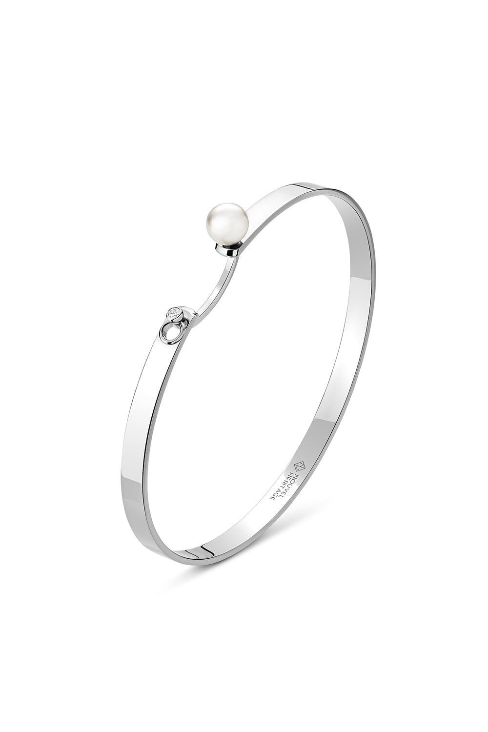 NOUVEL HERITAGE-Lunch With Mom Mood Bangle Bracelet-WHITE GOLD