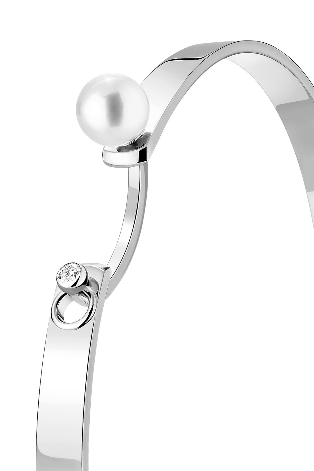 NOUVEL HERITAGE-Lunch With Mom Mood Bangle Bracelet-WHITE GOLD