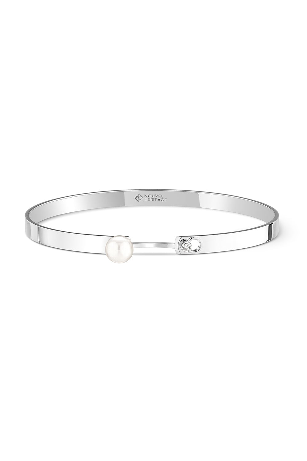 NOUVEL HERITAGE-Lunch With Mom Mood Bangle Bracelet-WHITE GOLD