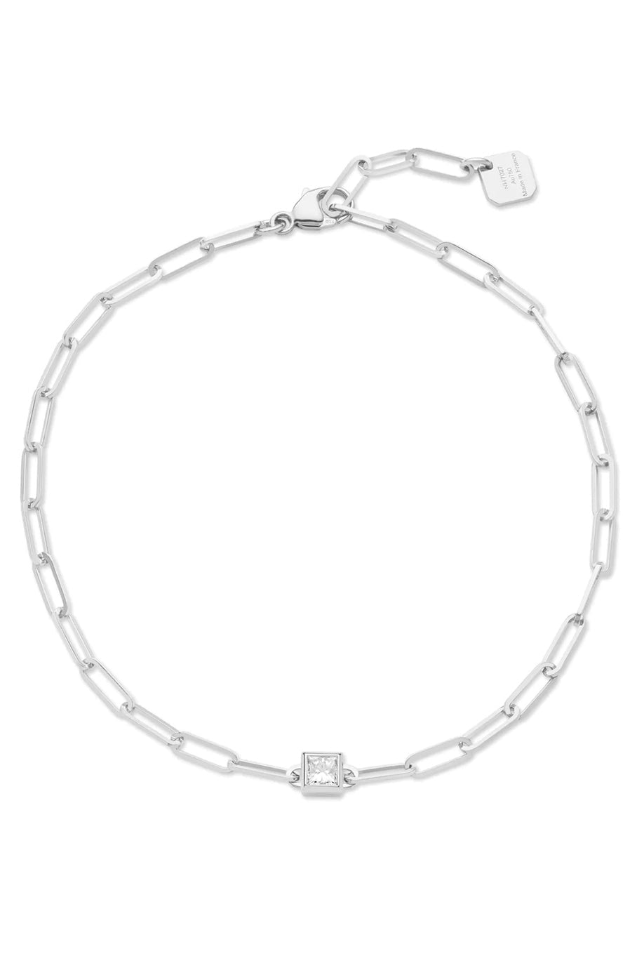 NOUVEL HERITAGE-Princess Diamond Chain Bracelet-WHITE GOLD