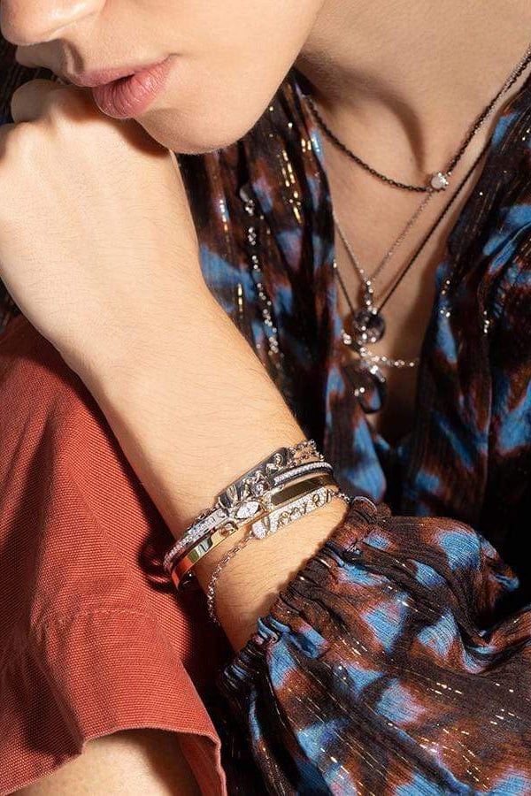 NOUVEL HERITAGE-Tuxedo Mood Diamond Bangle-WHITE GOLD