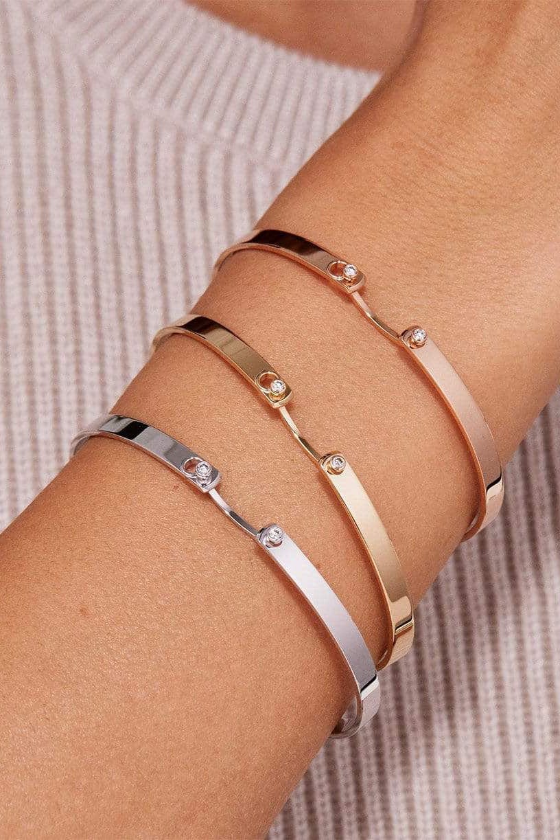 NOUVEL HERITAGE-White Gold Diamond Monday Morning Mood Bangle-WHITE GOLD