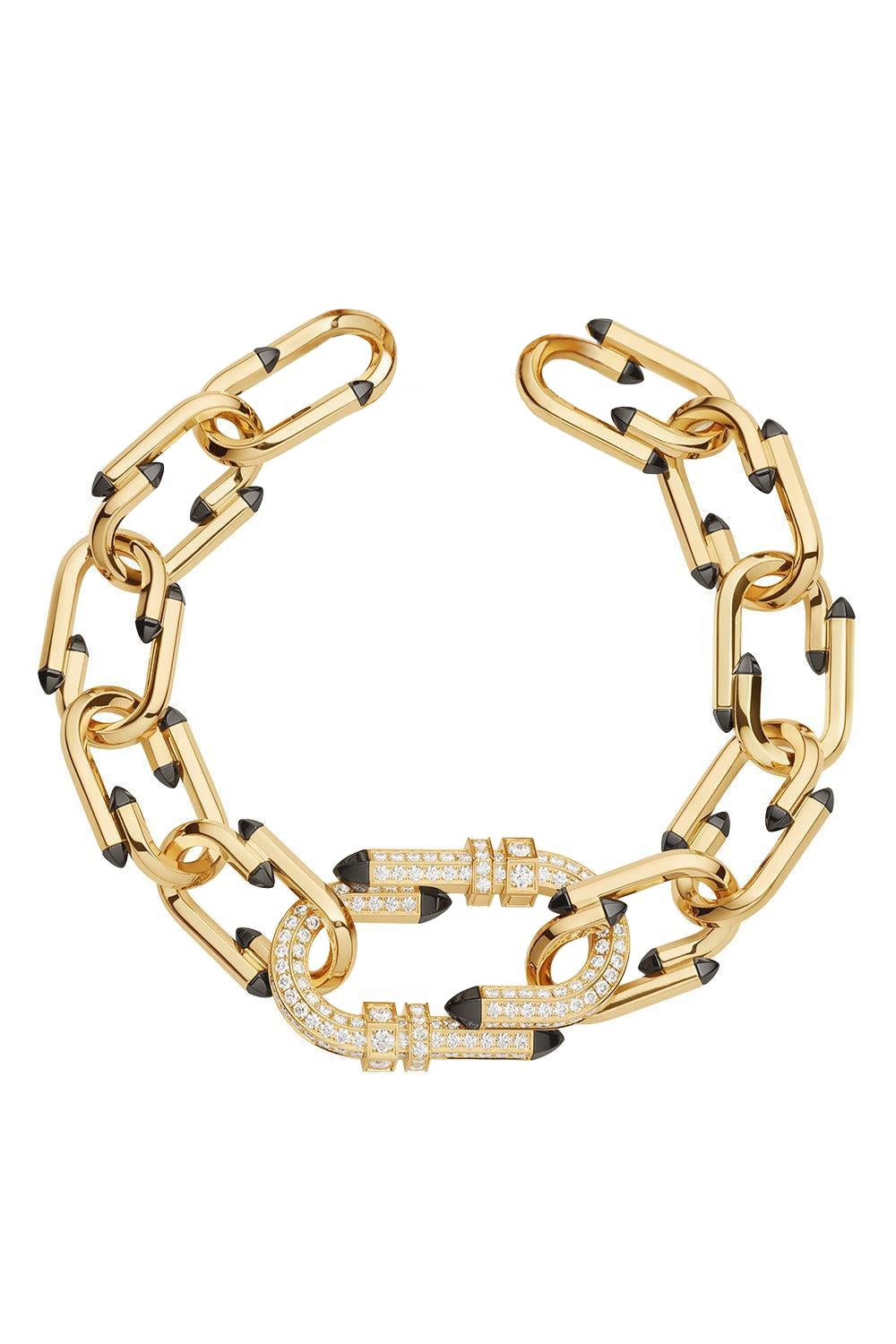  Diamond Black Enamel Try Me Chain Bracelet-YELLOW GOLD-JEWELRYFINE JEWELBRACELET O-NOUVEL HERITAGE 
