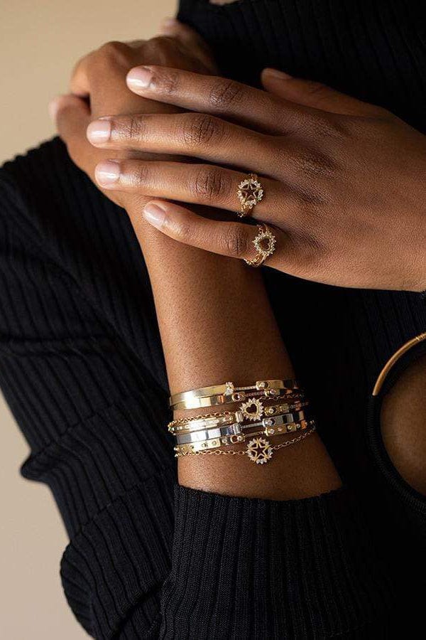 NOUVEL HERITAGE-Diamond My BFs Wedding Mood Bangle-YELLOW GOLD