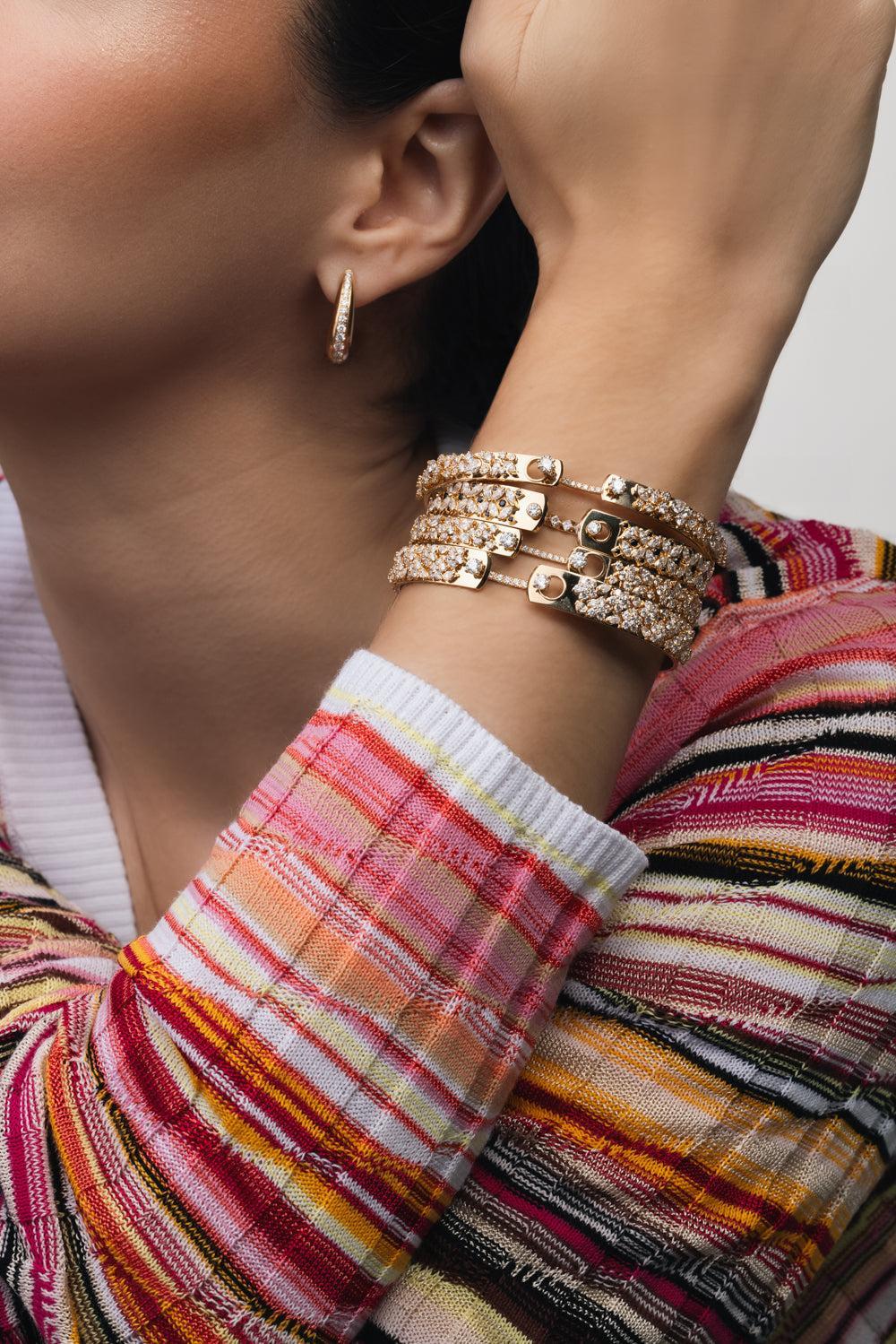 The Bee-Sy-Bee Diamond Bangle Bracelet-YELLOW GOLD-JEWELRYFINE JEWELBRACELET O-NOUVEL HERITAGE