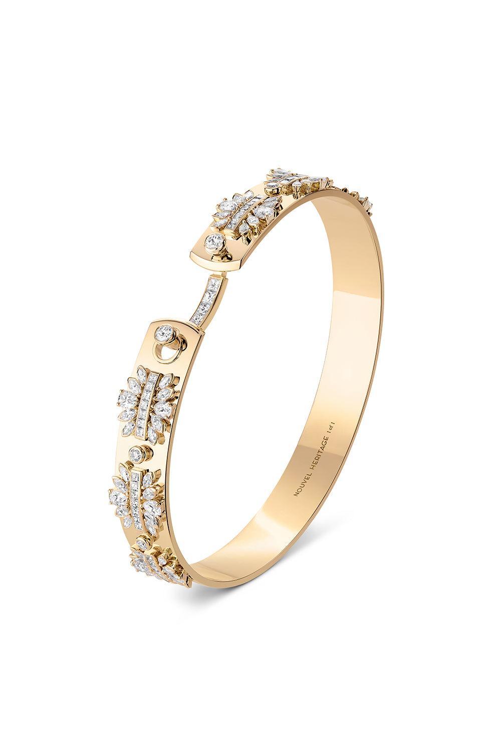 The Birdsong Lover Diamond Bangle Bracelet-YELLOW GOLD-JEWELRYFINE JEWELBRACELET O-NOUVEL HERITAGE