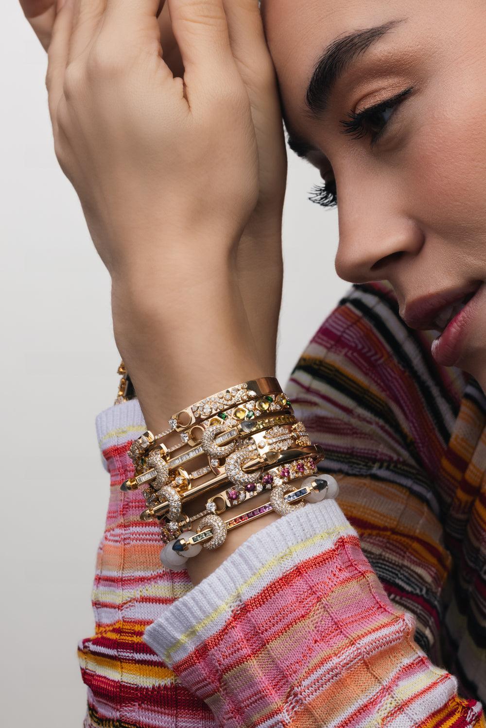 The Lemonade Maker Diamond Bangle Bracelet-YELLOW GOLD-JEWELRYFINE JEWELBRACELET O-NOUVEL HERITAGE