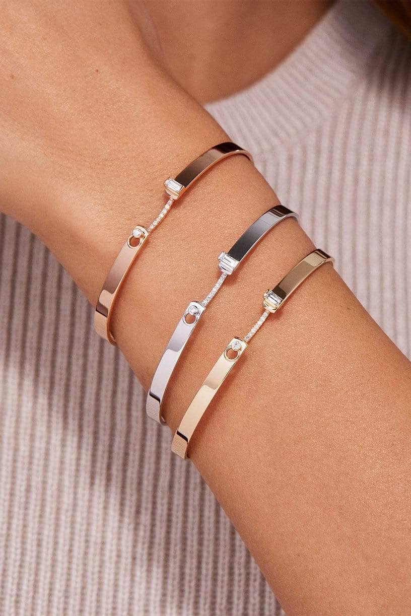NOUVEL HERITAGE-Yellow Gold Diamond Dinner Date Mood Bangle-YELLOW GOLD