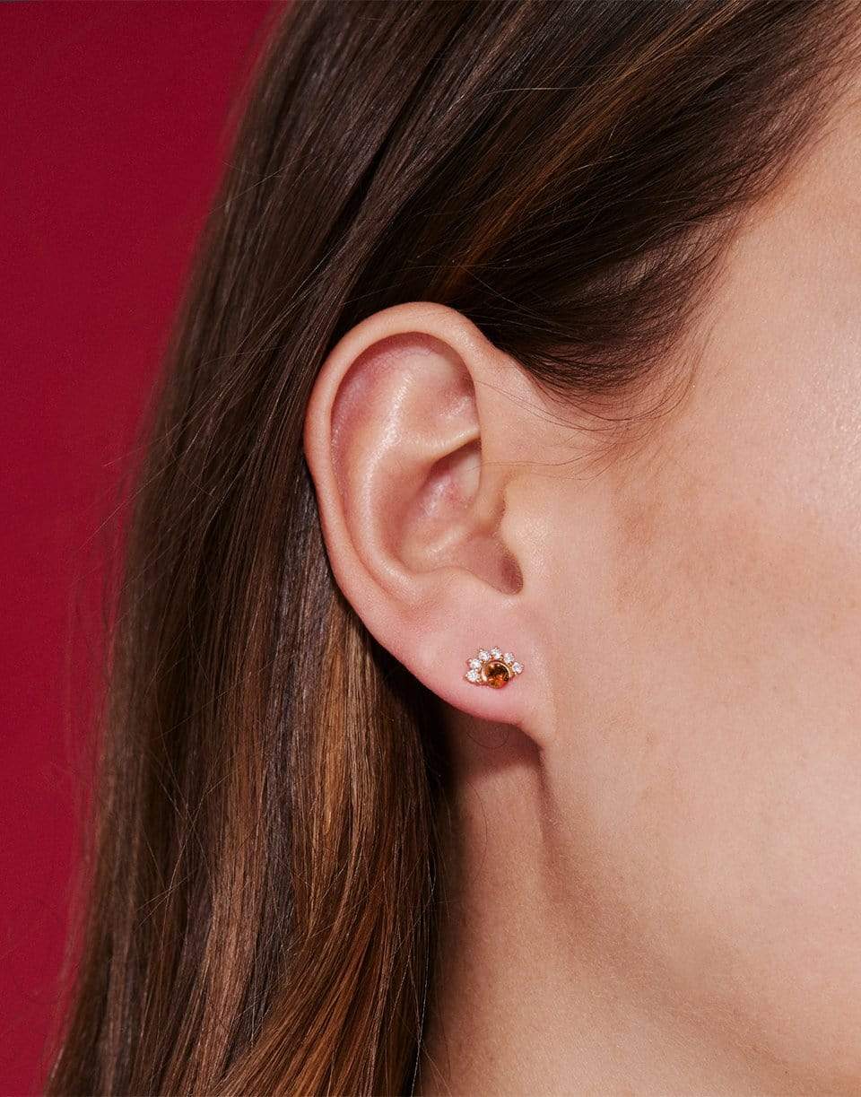 NOUVEL HERITAGE-Mystic Garnet and Diamond Studs-ROSE GOLD