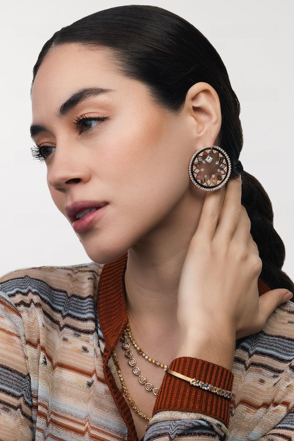 Tourmaline Childish Hoop Earrings-ROSE GOLD-JEWELRYFINE JEWELEARRING-NOUVEL HERITAGE
