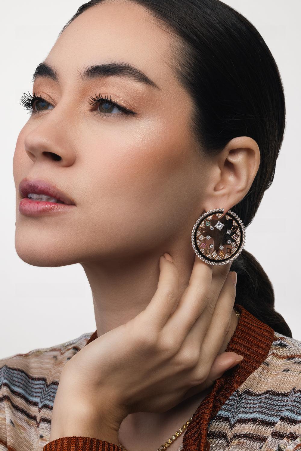 Tourmaline Childish Hoop Earrings-ROSE GOLD-JEWELRYFINE JEWELEARRING-NOUVEL HERITAGE